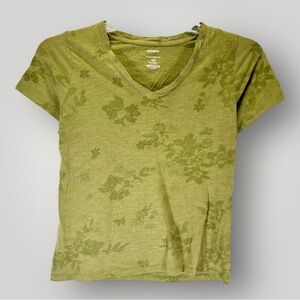 Sonoma The Everyday Tee Size XS V-Neck Green Leaves Short Sleeve Womens T-Shirt